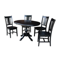 International Concepts Round Dining Table, 36 in W X 48 in L X 30.1 in H, Wood, Black K46-36RXT-11B-C10-4